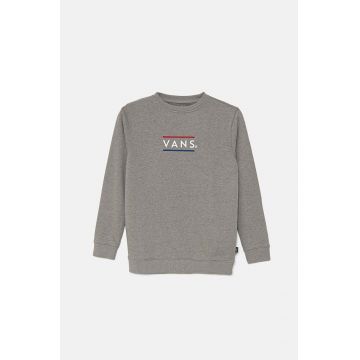 Vans bluza copii BY Half Box Crew culoarea gri, cu imprimeu, VN000JBP02F1