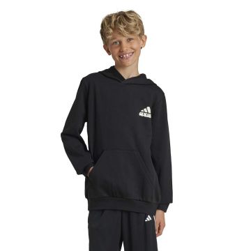 adidas bluza copii DOODLE PACK HD culoarea negru, cu glugă, cu imprimeu, IZ0420