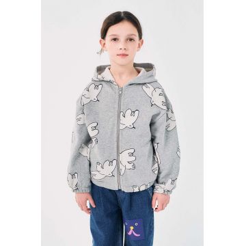 Bobo Choses hanorac de bumbac pentru copii Freedom Bird culoarea gri, cu glugă, modelator, 224AC061