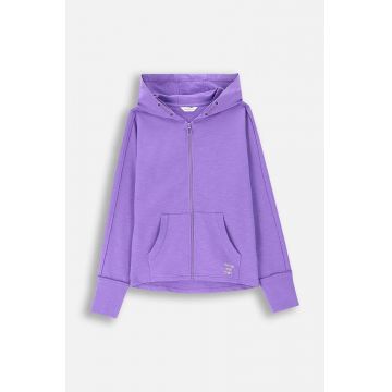 Coccodrillo hanorac de bumbac pentru copii culoarea violet, cu glugă, neted, EVERYDAY GIRL