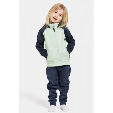 Didriksons bluza copii CORIN KIDS FULLZIP culoarea albastru marin, cu glugă, neted