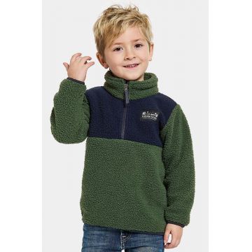 Didriksons hanorac polar pentru copii GOSIG KIDS HALFZIP culoarea verde, modelator, 505536