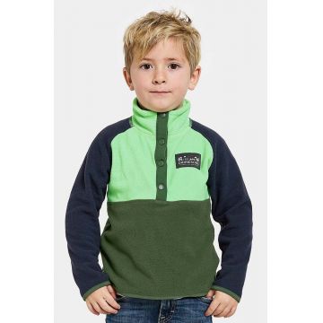 Didriksons hanorac polar pentru copii MONTE KIDS HALF BU culoarea verde, modelator, 505590