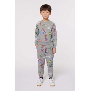 Kenzo Kids hanorac lounge din bumbac culoarea gri, modelator, K60774