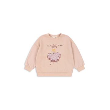 Konges Sløjd bluza copii LOU GLITTER SWEATSHIRT OCS culoarea bej, cu imprimeu, KS101562