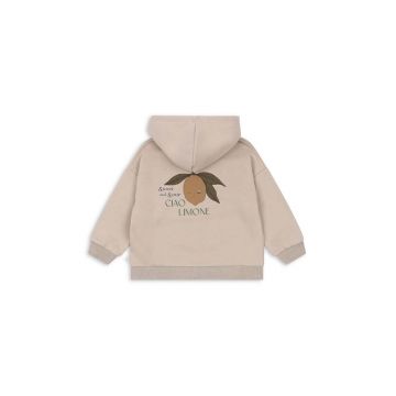 Konges Sløjd bluza copii LOU SWEAT HOOD OCS culoarea bej, cu glugă, cu imprimeu, KS101566