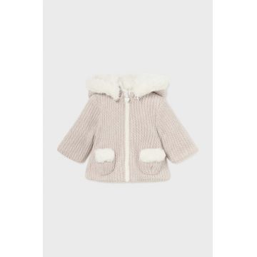 Mayoral Newborn bluza bebe culoarea bej, cu glugă, neted, 2447