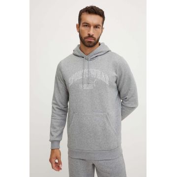 Puma bluza barbati, culoarea gri, cu glugă, cu imprimeu, 681775