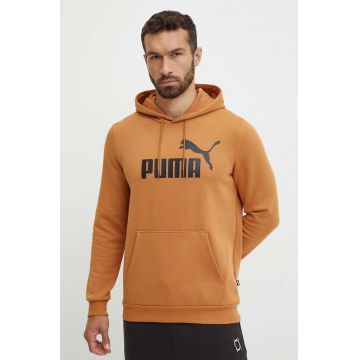 Puma bluza barbati, culoarea maro, cu glugă, cu imprimeu