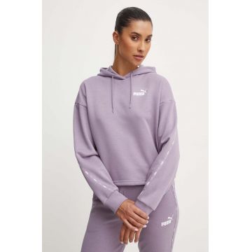 Puma bluza femei, culoarea violet, cu glugă, cu imprimeu