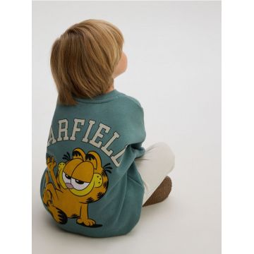 Reserved - Bluză sport oversized cu Garfield - verde