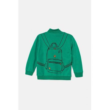 United Colors of Benetton bluza copii culoarea verde, cu imprimeu, 330SG5038