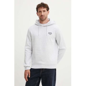 A.P.C. bluza hoodie standard rue madame GOTS culoarea gri, cu glugă, melanj, COHBV.M27914