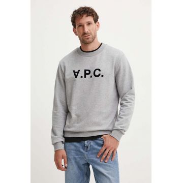 A.P.C. hanorac de bumbac sweat standard grand vpc GOTS culoarea gri, cu imprimeu, COHBN.M27907