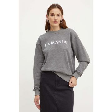 La Mania bluza PL femei, culoarea gri, melanj, PRIVATE