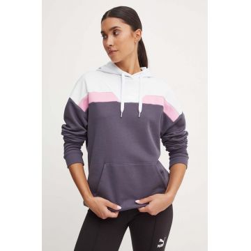 Puma bluza femei, culoarea gri, cu glugă, modelator, 681647