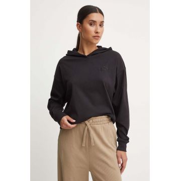 Puma bluza femei, culoarea negru, cu glugă, neted, 682503