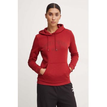 Puma bluza femei, culoarea rosu, cu glugă, cu imprimeu, 682987