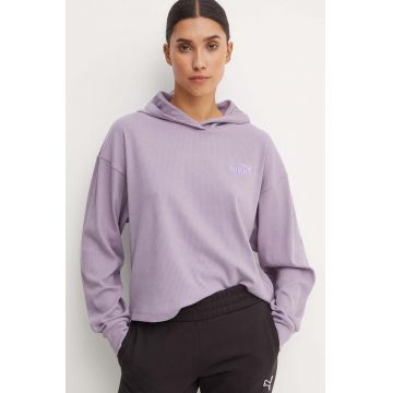 Puma bluza femei, culoarea violet, cu glugă, neted, 682503