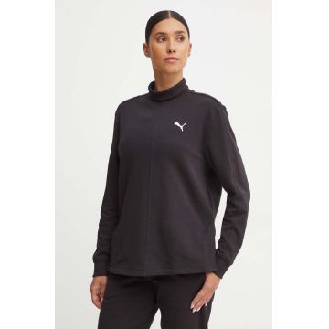 Puma hanorac de bumbac femei, culoarea negru, cu imprimeu, 681629