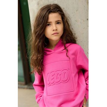 Lego Wear bluza copii culoarea roz, cu glugă, neted