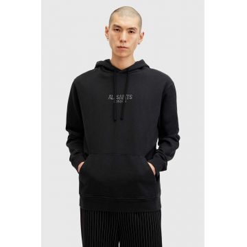 AllSaints hanorac de bumbac BONES OTH HOODY barbati, culoarea negru, cu glugă, neted, M005NB