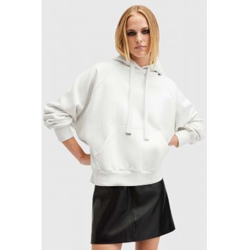 AllSaints hanorac de bumbac TALON UNDRGRND HOODY femei, culoarea alb, cu glugă, cu imprimeu, W051JB