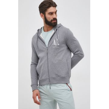 Armani Exchange Hanorac de bumbac bărbați, culoarea gri, material neted