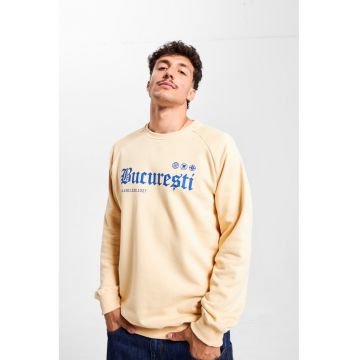 Bluza de trening unisex cu decolteu la baza gatului si imprimeu