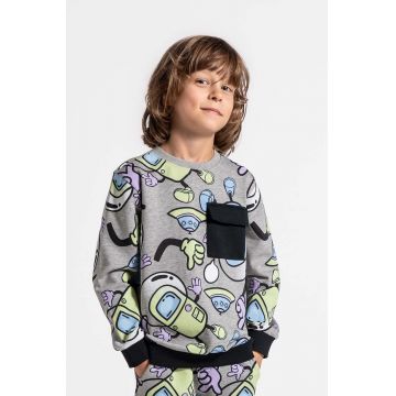 Coccodrillo bluza copii culoarea gri, modelator, WORLD OF PIXEL BOY KIDS