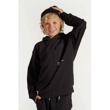 Coccodrillo bluza copii culoarea negru, cu glugă, cu imprimeu, WORLD OF PIXEL BOY JUNIOR