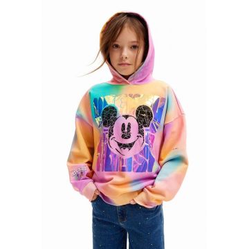 Desigual hanorac de bumbac pentru copii MICKEY MOUSE cu glugă, modelator, 24WGSK05