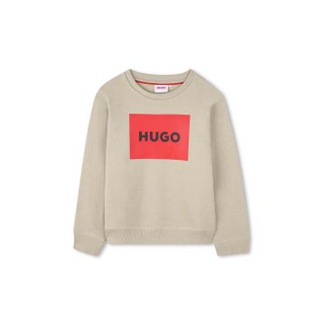 HUGO bluza copii culoarea bej, cu imprimeu, G00163