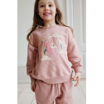 Konges Sløjd bluza copii LOU GLITTER SWEATSHIRT OCS culoarea roz, cu imprimeu, KS101562