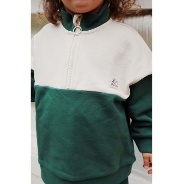 Konges Sløjd bluza copii LOU HALF ZIP SWEAT OCS culoarea verde, neted, KS101563