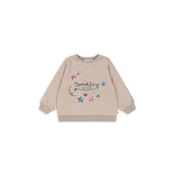 Konges Sløjd bluza copii LOU SEQUIN SWEATSHIRT OCS culoarea bej, cu imprimeu, KS101564