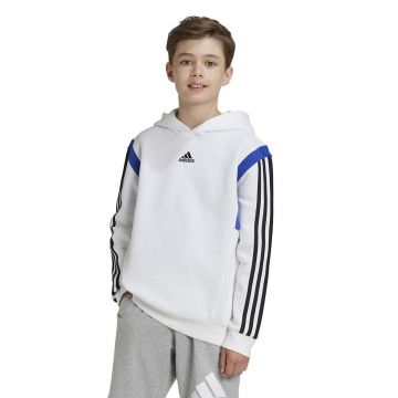 adidas bluza copii B HD CB culoarea alb, cu glugă, modelator, JE0321