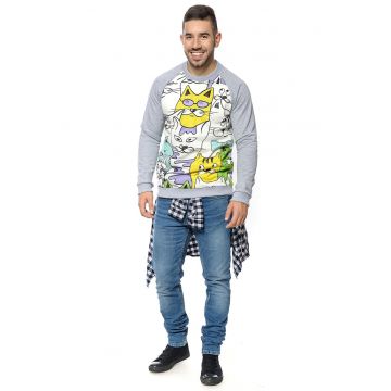 Bluza de trening cu imprimeu grafic si maneci raglan