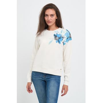 Bluza de trening cu maneci cazute si imprimeu floral