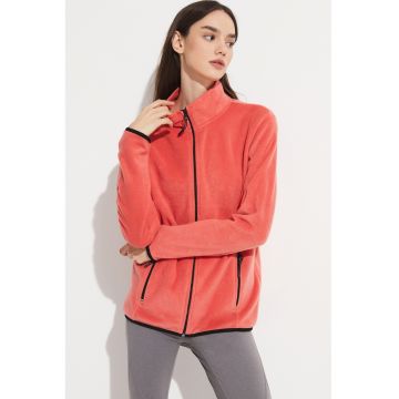 Bluza de trening din material fleece cu fermoar