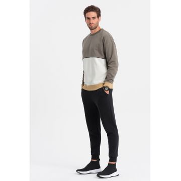 Bluza de trening cu decolteu la baza gatului si model colorblock