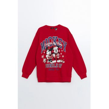 Bluza de trening supradimensionata cu tematica de Craciun Minnie&Mickey Mouse