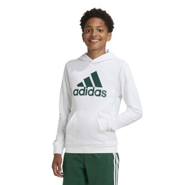 adidas bluză copii U BL HOODIE culoarea alb, cu glugă, cu imprimeu, IV7325