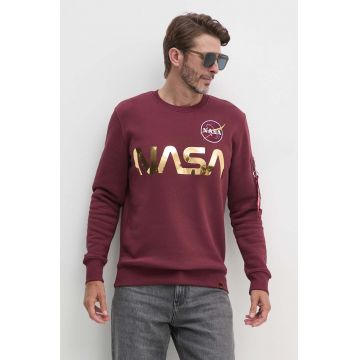 Alpha Industries bluză bărbați, culoarea roșu, cu imprimeu 178309.605-red