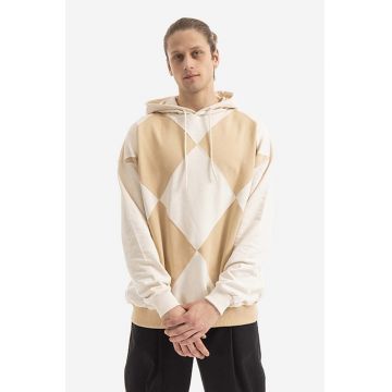 Drôle de Monsieur hanorac de bumbac bărbați, culoarea bej, cu glugă, cu model HO103.BEIGE-BEIGE