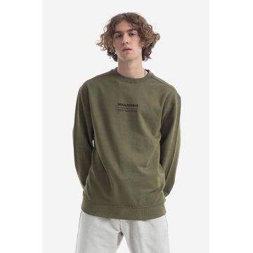 Maharishi hanorac de bumbac bărbați, culoarea verde, cu imprimeu 7011.OLIVE-OLIVE