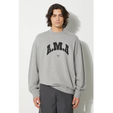 Marcelo Burlon hanorac de bumbac Ama Comfort Crewneck barbati, culoarea gri, cu imprimeu, CMBA097F24FLE0030810