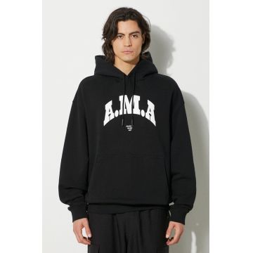 Marcelo Burlon hanorac de bumbac Ama Comfort Hoodie barbati, culoarea negru, cu glugă, cu imprimeu, CMBB106F24FLE0081001