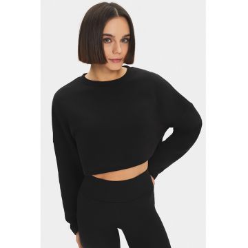 Bluza de trening crop cu decolteu rotund