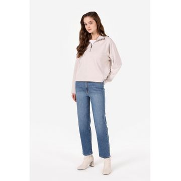 Bluza de trening cu fermoar scurt si maneci raglan